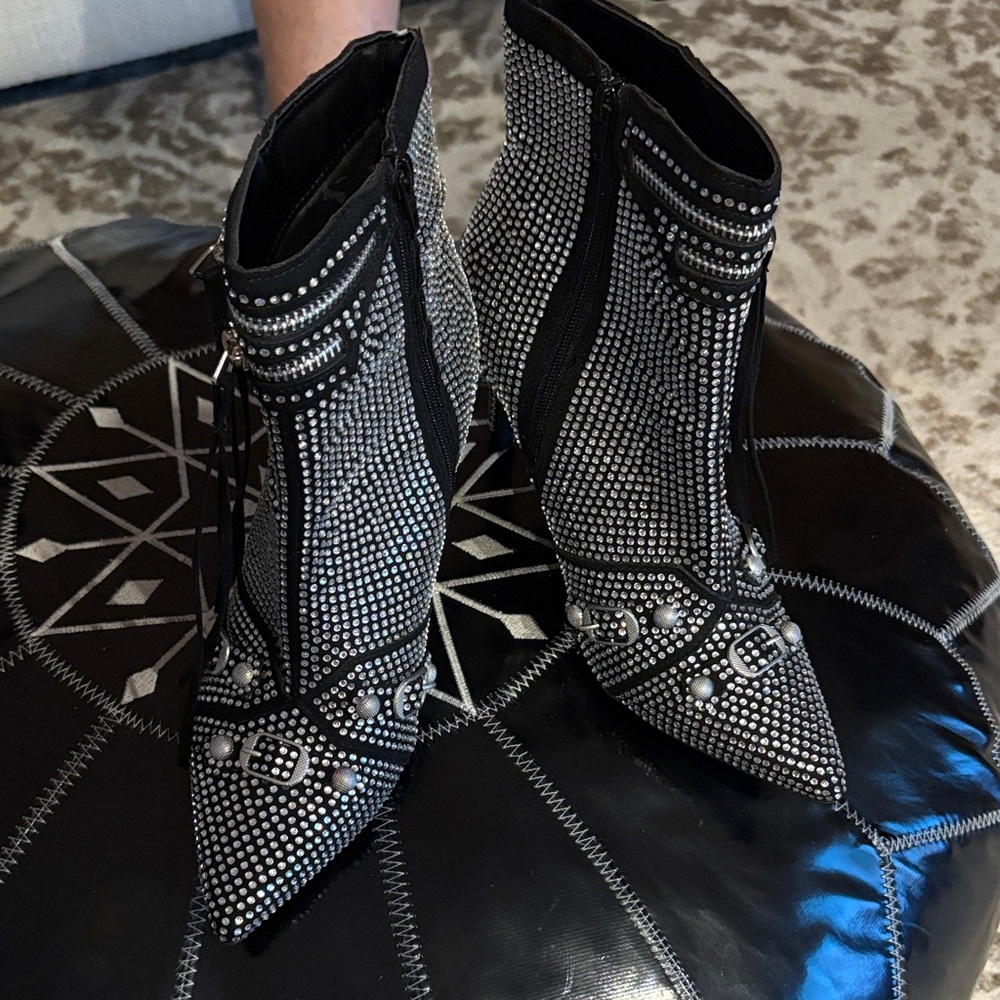 Chic Black and Silver Studded Ankle Boots